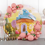 Allenjoy Sunshine Dessert House Themed Round Birthday Backdrop