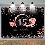 Allenjoy Sweet Balloon Bokeh Happy 15Th Birthday Backdrop