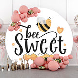 Allenjoy Sweet Bee Honeycomb White Round Birthday Backdrop