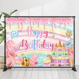 Allenjoy Sweet Candyland Dessert Birthday Backdrop Girl