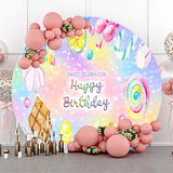 Allenjoy Sweet Celebration Candy Round Birthday Backdrop