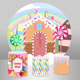 Allenjoy Sweet Chocolate House Round Birthday Backdrop Kit