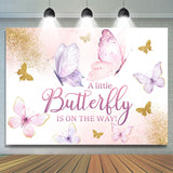 Allenjoy Sweet Flying Butterfly Baby Girl Shower Backdrop