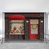 Allenjoy Sweet Gingerbread Snowy Wreath Christmas Backdrops