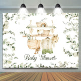 Allenjoy Sweet Green Leaves Baby Shower Backdrop Boy