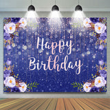 Allenjoy Sweet Purple Flower Bokeh Happy Birthday Backdrop