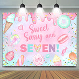 Allenjoy Sweet Sassy Dessert 7Th Birthday Backdrop Girl