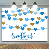 Allenjoy Sweetheart Blue Hearts Boys Baby Shower Backdrop