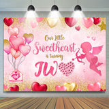 Allenjoy Sweetheart Two Pink Balloon 2Nd Birthday Backdrop