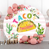 Allenjoy Taco Twosday Cactus Round 2Nd Birthday Backdrop