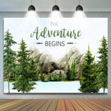 Allenjoy The Adventure Begins Mountain Baby Shower Backdrop