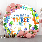 Allenjoy Three Rex Cute Dinosaurs Round Birthday Backdrop