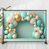 Allenjoy Tiffany Blue White Golden Balloon Birthday Backdrop