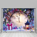 Allenjoy Timepiece Snowy Present Plants Christmas Backdrop