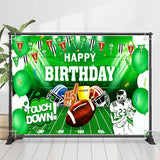 Allenjoy Touch Down Green Football Field Birthday Backdrop