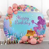 Allenjoy Treasure Sparkle Mermaid Round Backdrop Birthday