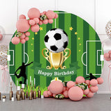 Allenjoy Trophy Football Field Grass Round Birthday Backdrop