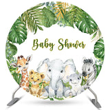 Allenjoy Tropical Leaves Animals Baby Shower Circle Backdrop