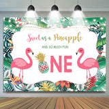 Allenjoy Tropical Plants Flamingos Happy 1St Birthday Backdrop