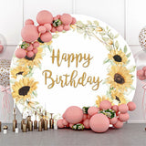 Allenjoy Turnsole Ring Leaves Happy Birthday Round Backdrop