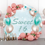 Allenjoy Turquoise Balloon Sweet 16 Birthday Round Backdrop