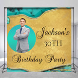 Allenjoy Turquoise Texture Gold Custom 30Th Birthday Backdrop