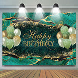 Allenjoy Turquoise With Golden Balloon Happy Birthday Backdrop