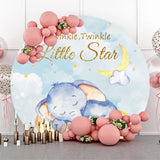 Allenjoy Twinkle Star Elephant Baby Shower Round Backdrop