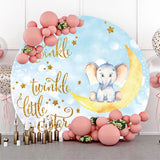 Allenjoy Twinkle Star Elephant Round Baby Shower Backdrop