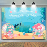 Allenjoy Two Little Princesses Undersea Mermaid Birthday Backdrop