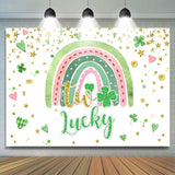 Allenjoy Two Lucky Green Heart Rainbow Birthday Backdrop