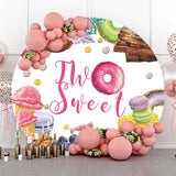 Allenjoy Two Sweet Doughnuts Happy Birthday Circle Backdrop