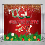 Allenjoy Ugly Sweater Party Red Custom Christmas Backdrop