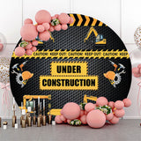 Allenjoy Under Construction Excavator Round Birthday Backdrop