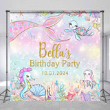 Allenjoy Undersea Animals Mermaid Custom Birthday Backdrop