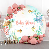 Allenjoy Undersea Creatures Plants Round Baby Shower Backdrop