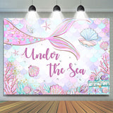 Allenjoy Undersea Mermaid Shell Baby Shower Backdrop Girl