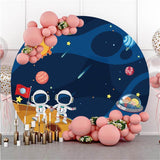 Allenjoy Universe And Astronaut Round Happy Birthday Backdrop