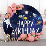 Allenjoy Universe Planet Rocket Alien Round Birthday Backdrop