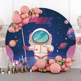 Allenjoy Universe Planet Spaceman Moon Round Birthday Backdrop