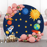 Allenjoy Universe Planet Star Rocket Round Backdrop Party