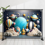 Allenjoy Universe Star Spaceflight Balloons Birthday Backdrop