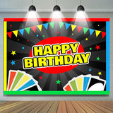 Allenjoy Uno Card Games Starts Blackboard Birthday Backdrop