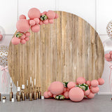 Allenjoy Vertical Plank Wooden Wall Round Birthday Backdrop