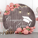 Allenjoy Vertical Wooden Lights Circle Congrats Grad Backdrop