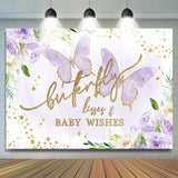 Allenjoy Violet Butterfly Kisses Wishes Baby Shower Backdrop