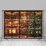 Allenjoy Warm Fireplace Christmas Wreath Tree Holiday Backdrop