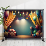 Allenjoy Warm Light Balloons Curtain Flag Birthday Backdrop