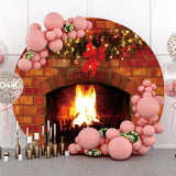 Allenjoy Warmful Christmas Wreath Round Happy Holiday Backdrop