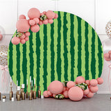 Allenjoy Watermelon Green Stripe Happy Birthday Round Backdrop